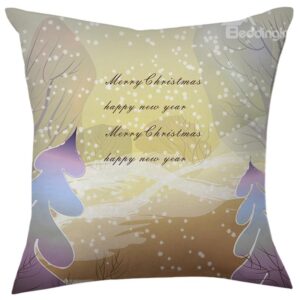 Fancy Christmas Gift Snowflake Flying over Trees Throw Pillow
