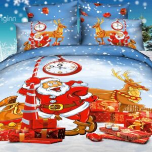 Father Christmas Coming Print 4-Piece Christmas Gift Duvet Cover Sets