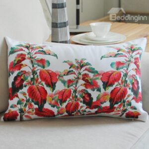 New Style Red Plant Pattern Bed Pillow