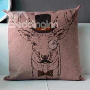 Christmas Gift Concise Homburg and Tie Reindeer Throw Pillow