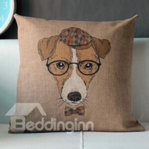 Creative Wearing Glasses Doctor Dog Throw Pillow