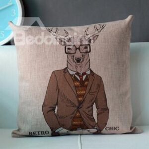 Creative Wearing Business Suit Reindeer Throw Pillow
