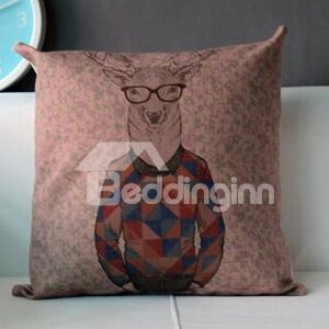 Creative Wearing Sweater Reindeer Pattern Throw Pillow