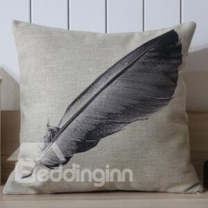 High Quality Feather Pattern Cotton Throw Pillow