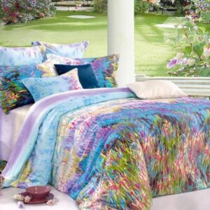 Top Class Colorful Grass Print 4-Piece Cotton Duvet Cover Sets