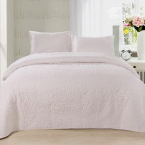 Solid Snow White Flower Painting 3 Piece Bed in a Bag