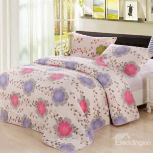 Fresh Colorful Flowers and Leaves Pattern 3-Piece Bed in Bag Set