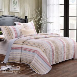 Thicken Colored Stripes Pattern 3-Piece Bed in a Bag Set