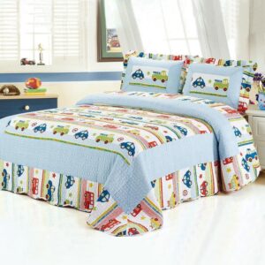 Super Soft Car Stripes Pattern 3-Piece Bed in a Bag