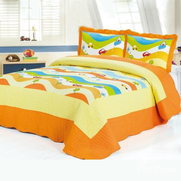 Super Comfortable Bright Color Car Pattern 3-Piece Bed in a Bag