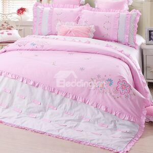 New Arrival 100% Cotton Flower Print 4-Piece Duvet Cover Sets