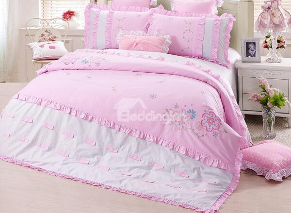 New Arrival 100% Cotton Flower Print 4-Piece Duvet Cover Sets