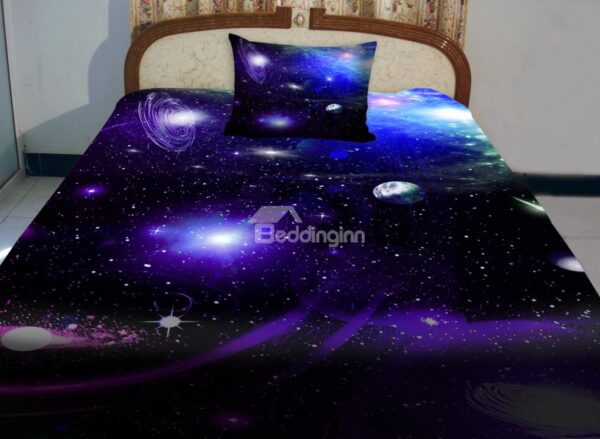 Wonderful Galaxy and Blue Shining Star Print 4-Piece Duvet Cover Sets