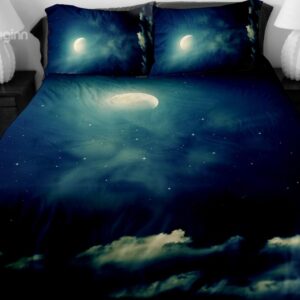 Romantic White Moon and Clouds Print 4-Piece Duvet Cover Sets