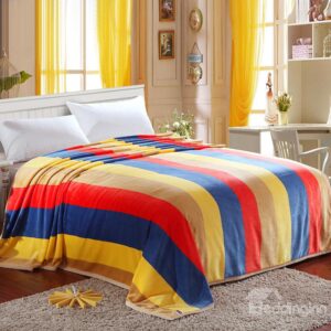 Fashion Rainbow Color Stripes Pattern Geometric Blanket