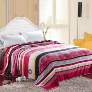 Gorgeous Black and White Dotted Line Circles Colored Stripes Thicken Blanket