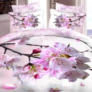 Very Beautiful Pink Peach Blossom Print 4-Piece Duvet Cover Sets