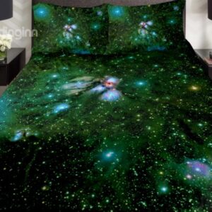 Shining Green Galaxy Print 4-Piece Duvet Cover Sets