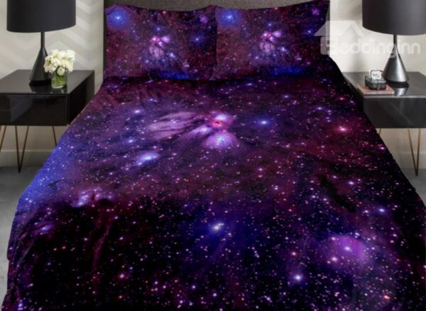Amazing Shining Purple Galaxy Print 4-Piece Duvet Cover Sets