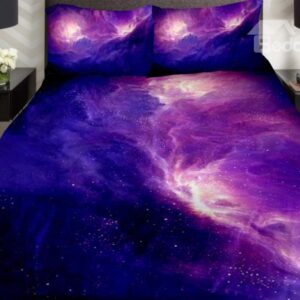 Amazing Dark Blue and Purple Galaxy Print 4-Piece Duvet Cover Sets