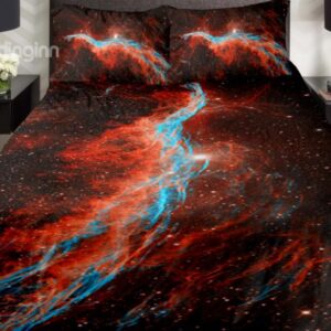 Blue and Red Star River Print 4-Piece Duvet Cover Sets
