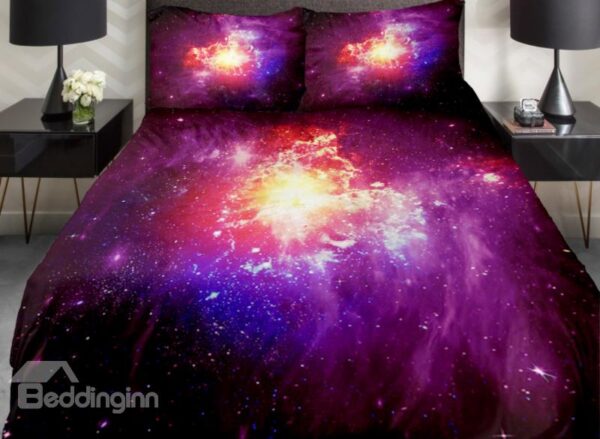 Shining Star and Colorful Nebula Print 4-Piece Duvet Cover Sets