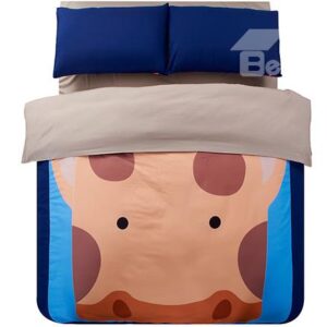 Top Selling Super Soft Cartoon Giraffe 4-Piece Kids Duvet Cover Sets