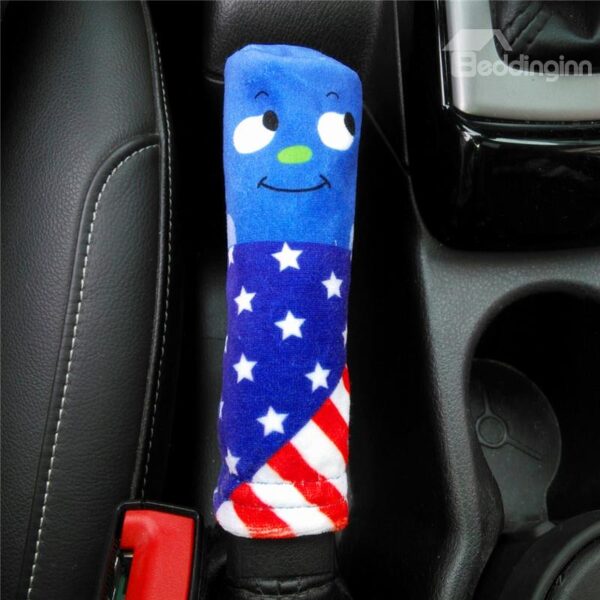 Super Cute America Flag Pattern Smile Expression Hand Brake Cover