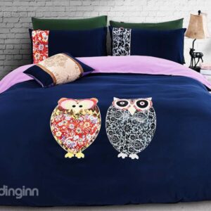 Comfortable Cartoon Night Owl Print 4-Piece Duvet Cover Sets