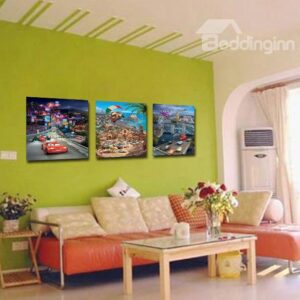 High Classic Cartoon 3-Pieces of Crystal Film Art Wall Print