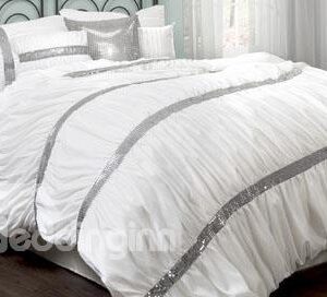 Top Quality Charming White Temptation 4-Piece Duvet Cover Sets