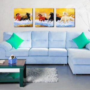 Classic Horses 3-Pieces of Crystal Film Art Wall Print