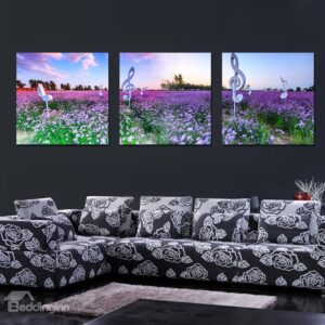 Beautiful Lavender 3-Pieces of Crystal Film Art Wall Print
