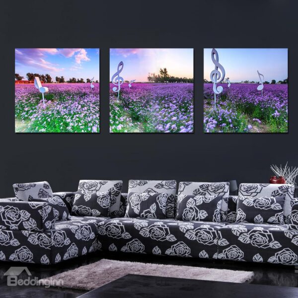 Beautiful Lavender 3-Pieces of Crystal Film Art Wall Print
