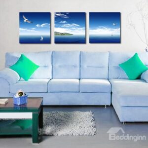 Beautiful Blue Sea 3-Pieces of Crystal Film Art Wall Print