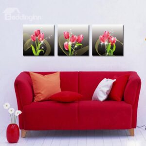 Beautiful Tulips 3-Pieces of Crystal Film Art Wall Print