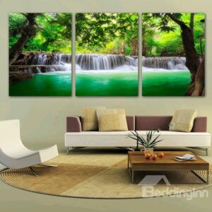 Natural Scenery Waterfall 3-Pieces of Crystal Film Art Wall Print