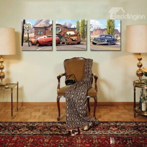 High Quality Cartoon Cars 3-Pieces of Crystal Film Art Wall Print