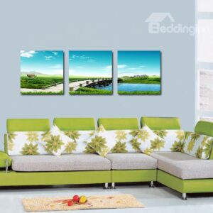 Wonderful Bridge Stream 3-Pieces of Crystal Film Art Wall Print
