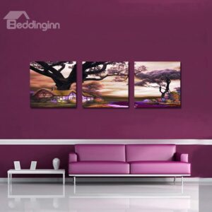 Beautiful Romantic 3-Pieces of Crystal Film Art Wall Print