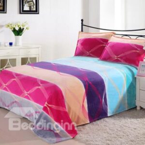 Amazing Rainbow Color Stripes and Fancy Circles Flannel Sheet