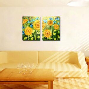 Beautiful Sunflower 2-Pieces of Crystal Film Art Wall Print