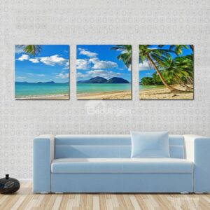 Beautiful Coastal Beach 3-Pieces of Crystal Film Art Wall Print