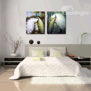 Beautiful Peacock 2-Pieces of Crystal Film Art Wall Print