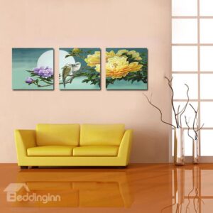 Pretty Peony 3-Pieces of Crystal Film Art Wall Print
