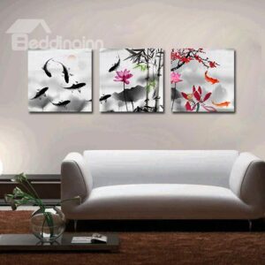 Chinese Style Pretty 3-Pieces of Crystal Film Art Wall Print