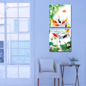 Beautiful Goldfish 2-Pieces of Crystal Film Art Wall Print
