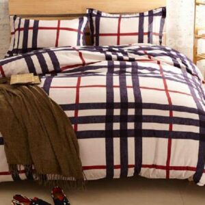 Skincare Red and Black Srtip Crossing Print 4-Piece Duvet Cover Sets