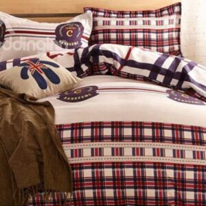 Classical Bold Checks Print 4-Piece Duvet Cover Sets