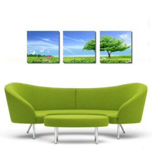 Blue Sky and Tree 3-Pieces of Crystal Film Art Wall Print